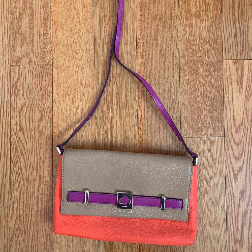 Kate Spade Tan, Orange, Magenta Crossbody